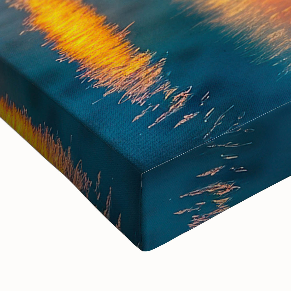 Large art depicting a black and white landscape painting of Tahitian scenery on stretched canvas.