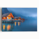 Black and white stretched canvas of Tahiti's coastal scenery, ideal for kitchen wall art.