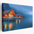 Large stretched canvas featuring a serene Tahitian landscape in cool blue and green tones, suitable for kitchen wall art.