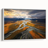 Extra large vintage poster art of Canterbury, New Zealand on framed canvas, featuring colorful landscape with black accents.