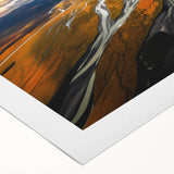 Art deco poster of Canterbury, New Zealand scenery in muted earth tones on rolled canvas, suitable for dining room wall art.