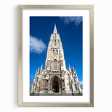 Textured abstract art print depicting Otago, New Zealand, in silver frame with mat, using cool blue and gray tones.