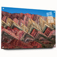 Acrylic print of a large abstract depiction of a South American scenery in vibrant earth tones.