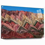 Acrylic print of a large abstract depiction of a South American scenery in vibrant earth tones.