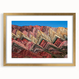 Extra large abstract art print of a textured Argentine landscape in muted earth tones, framed in gold.