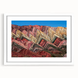 Abstract art print of Argentinian landscape in muted earth tones on a framed white mat, ideal for dining room decor.