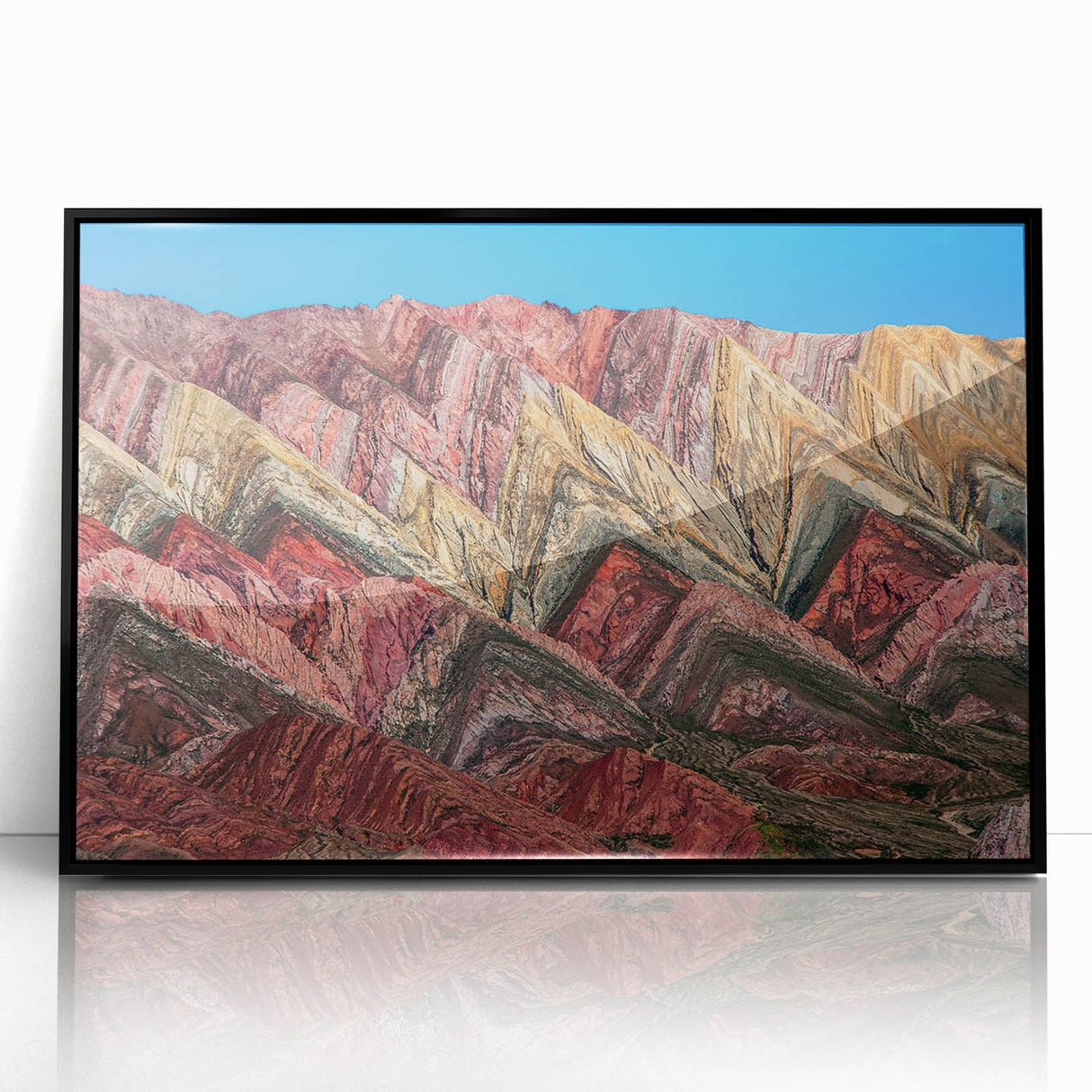 Large abstract wall art featuring a stylized depiction of an Argentine landscape in muted earth tones.
