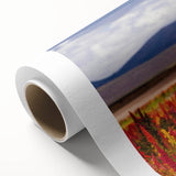 Art Deco style poster of a Bolivian landscape in pastel colors on rolled canvas, ideal for nursery wall art.