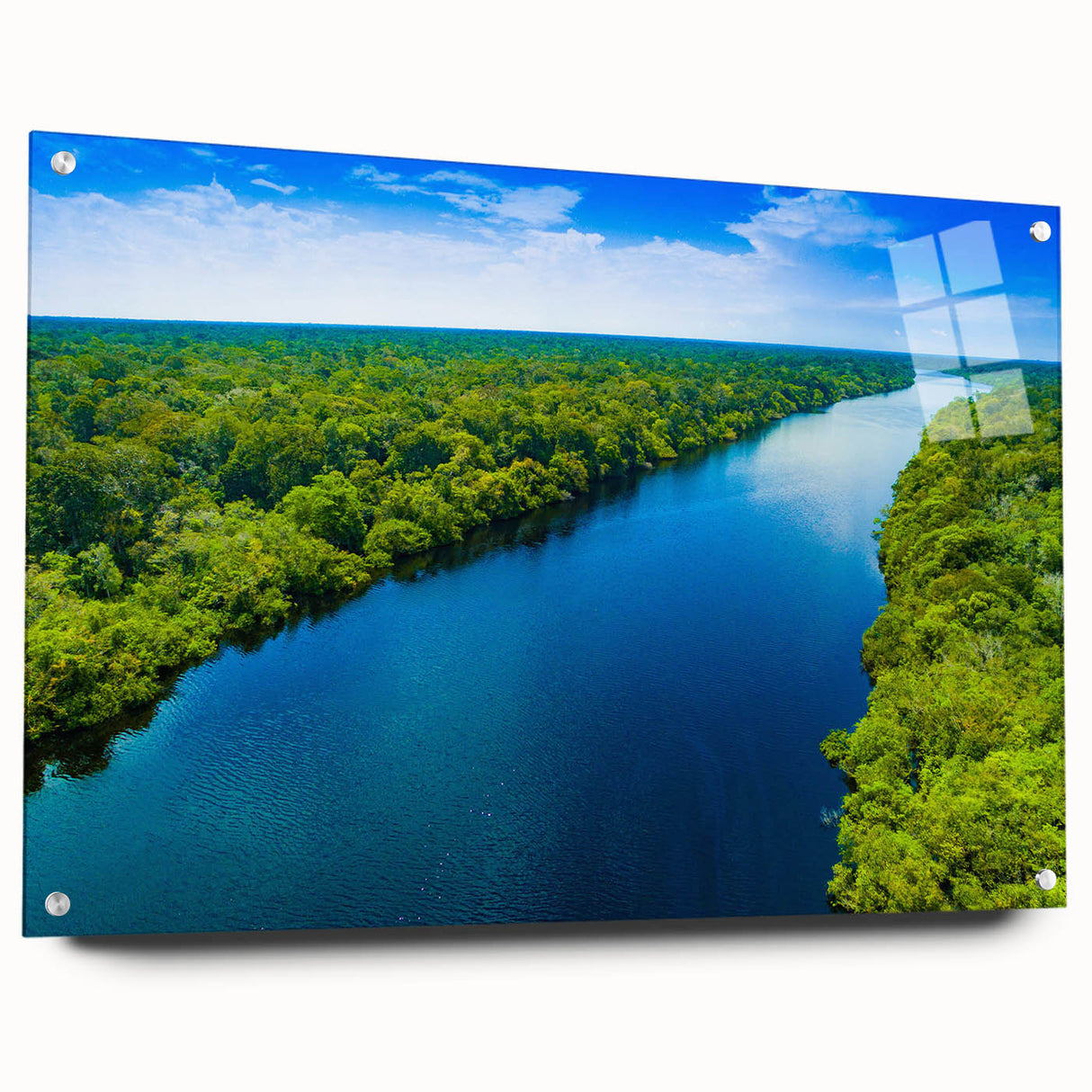 Acrylic print of a large abstract depiction of South America in muted earth tones, suitable for bedroom or dining room decor.