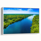 Extra large framed canvas of vintage poster art featuring a colorful Brazilian scenery, ideal for living room decor.