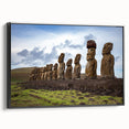 Black and white framed canvas of a Chilean landscape, ideal for bedroom wall decor.