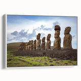 Vintage poster art of a Chilean landscape on framed canvas, featuring a colorful palette ideal for living room decor.