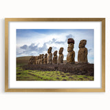 Extra large abstract art print of a Chilean landscape in muted earth tones, framed in gold, ideal for living room decor.