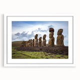 Abstract art print of a Chilean landscape in muted earth tones on a white-framed canvas, ideal for dining room decor.