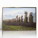 Acrylic print of a Chilean landscape in muted earth tones, framed in gold, suitable for modern art wall decor.