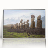 Art deco poster of a Chilean landscape in muted earth tones on framed acrylic, ideal for modern art wall decor in a nursery.