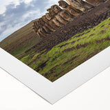 Art deco poster of a Chilean landscape on rolled canvas, featuring muted earth tones, ideal for dining room wall art.