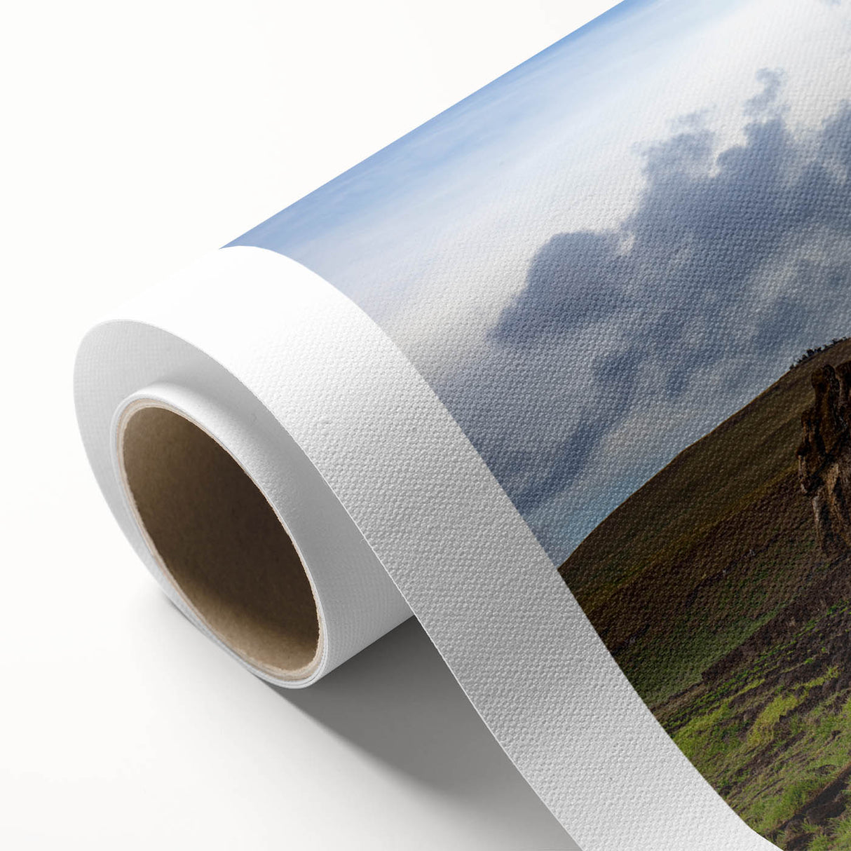 Art deco poster of a scenic Chilean landscape in soft pastel shades on rolled canvas, ideal for nursery wall art.