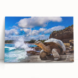 Black and white stretched canvas of Galapagos scenery, ideal for kitchen wall art or bedroom ambiance.