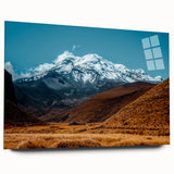 Large abstract wall art depicting a South American landscape in vibrant colors on acrylic glass.