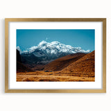 Extra large abstract art print featuring textured scenery of Ecuador in gold frame, ideal for living room decor.
