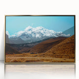 Framed acrylic print of a South American landscape in muted earth tones, ideal for modern art wall decor.
