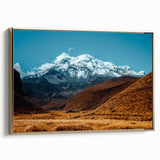 Framed canvas of a vintage-style landscape painting depicting a serene Ecuadorian scenery, ideal for bedroom wall art.