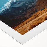 Art deco poster of an Ecuadorian landscape in muted earth tones on rolled canvas, suitable for dining room wall art.