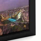 Extra large framed canvas featuring a textured depiction of a scenic Peruvian landscape in vibrant, colorful art tones.
