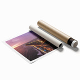 Extra large rolled print of a Peruvian landscape with vibrant floral elements, ideal for classy bathroom wall art.