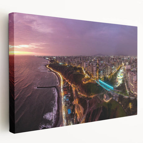 Large stretched canvas depicting a scenic view of a Peruvian landscape, in muted earth tones, ideal for kitchen wall art.