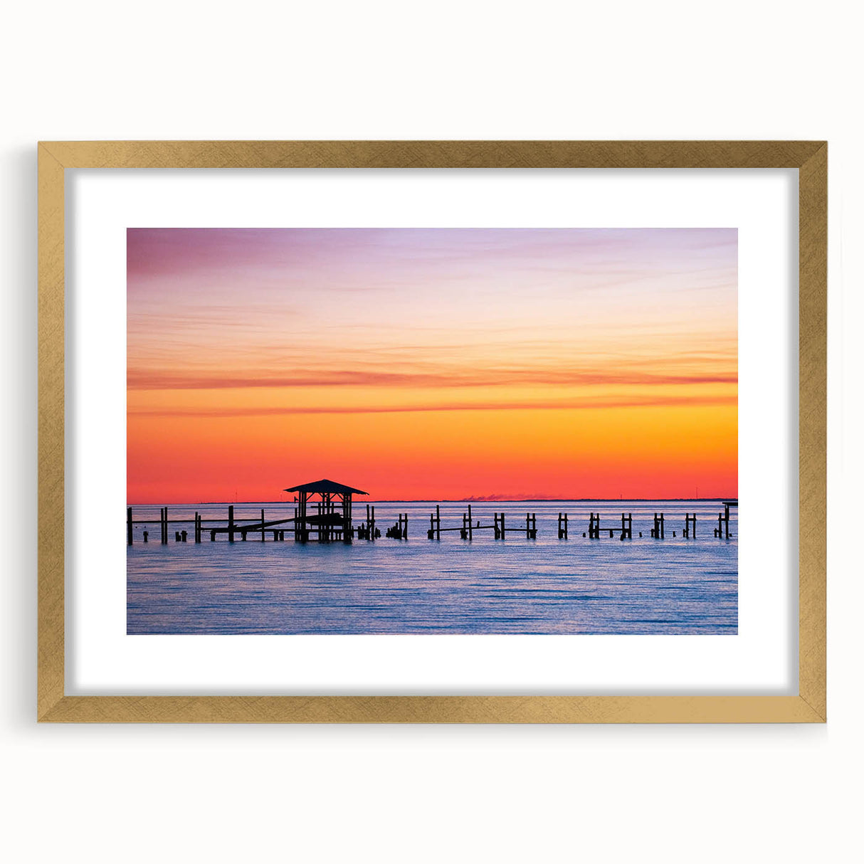 Extra large abstract art print of Alabama scenery in gold frame with mat, featuring textured brush strokes in neutral tones.