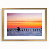 Extra large abstract art print of Alabama scenery in gold frame with mat, featuring textured brush strokes in neutral tones.