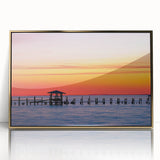 Large art print of Alabama scenery in gold frame, featuring muted earth tones, acrylic.