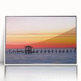 Art deco poster of Alabama scenery in pastel shades on white framed acrylic, suitable for nursery wall art.