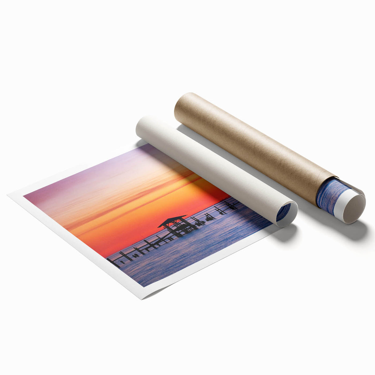 Extra large rolled print featuring a serene Alabama landscape with soft floral motifs in pastel colors.