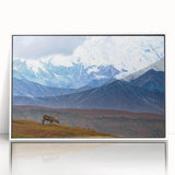 Modern art wall decor featuring an Alaskan landscape in muted earth tones on a framed acrylic, ideal for nursery wall art.