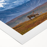 Art deco poster of Alaska scenery on a rolled canvas, featuring muted earth tones, ideal for dining room wall art.