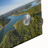 Large abstract wall art featuring swirling patterns in muted earth tones on acrylic glass, ideal for dining room ambiance.