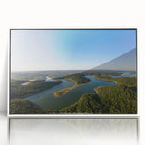 Art deco poster of Arkansas scenery on framed acrylic, featuring pastel shades, ideal for nursery wall art.