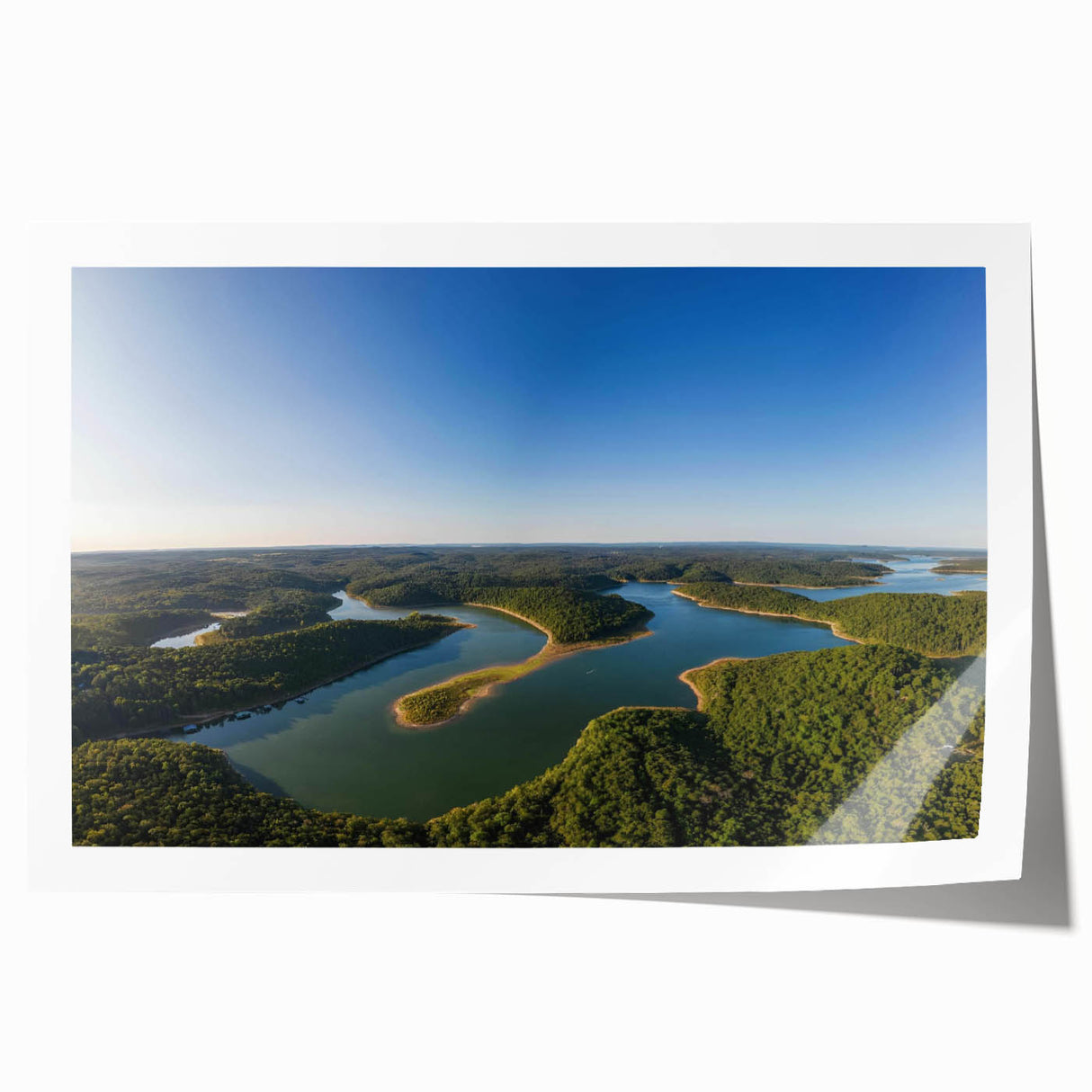 Extra large rolled print of Arkansas scenery with floral designs in soft pastel shades, ideal for dining room wall art.