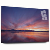 Large abstract wall art of Lake Tahoe in muted blue and green tones on acrylic glass, ideal for bedroom or dining room decor.