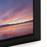 Framed canvas featuring a textured depiction of Lake Tahoe with vibrant colors on a black background.