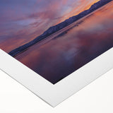 Art Deco poster of Lake Tahoe with muted blue and green tones on rolled canvas, suitable for dining room decor.