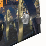 Large abstract depiction of Los Angeles in muted earth tones on acrylic glass, suitable for dining room art.