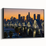 Black and white framed canvas of Los Angeles landscape, ideal for bedroom wall art.