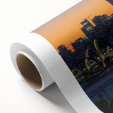 Art Deco style poster of Los Angeles skyline in pastel shades on rolled canvas, ideal for nursery wall art.