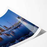 Extra large wall art featuring line art flowers in soft pastel shades on a rolled canvas.