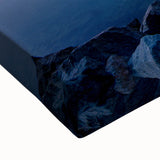 Large art depicting San Diego landscape in black and white on stretched canvas, suitable for bedroom wall.