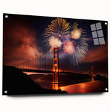 Acrylic print of the San Francisco skyline in muted blue and gray tones, suitable for dining room or bedroom decor.